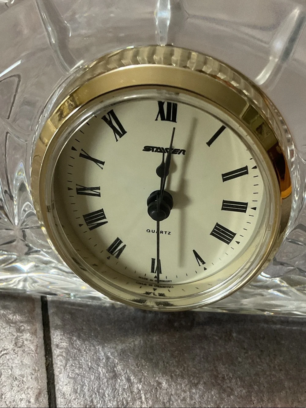 Crystal Mantel Clock with Gold Bezel - Clear